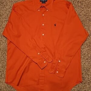 Ralph Lauren Men's Orange Button Down Shirt Blake Medium
